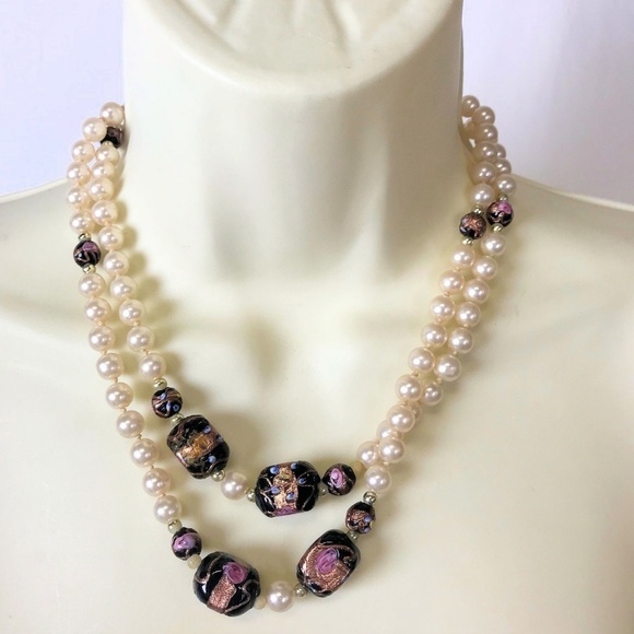 Stunning Pearl & Glass Bead Custom Made Necklace - Picture 1 of 4